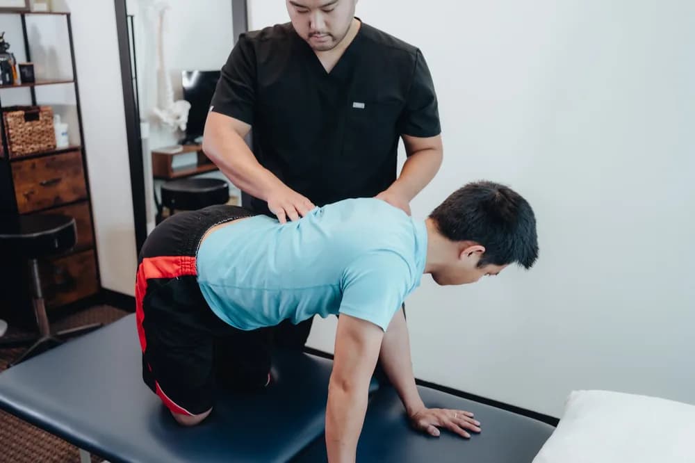 Client doing guided recovery exercise